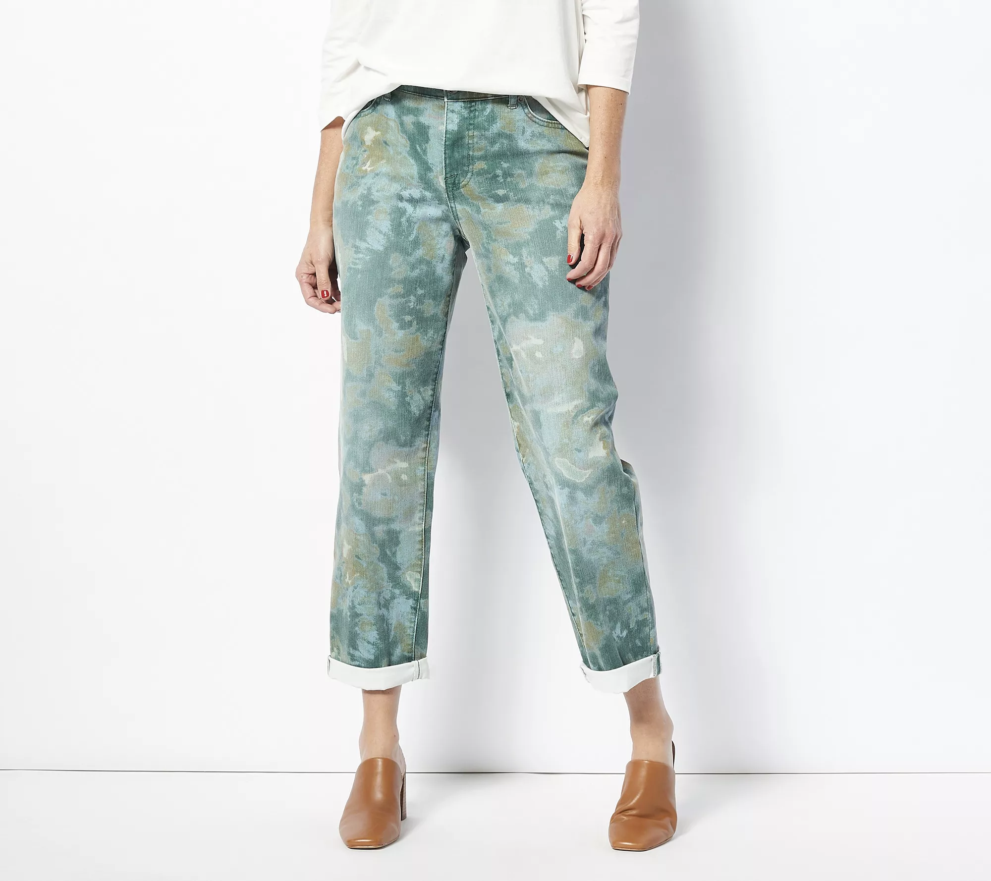 LOGO by Lori Goldstein Regular Floral Print Boyfriend Jeans