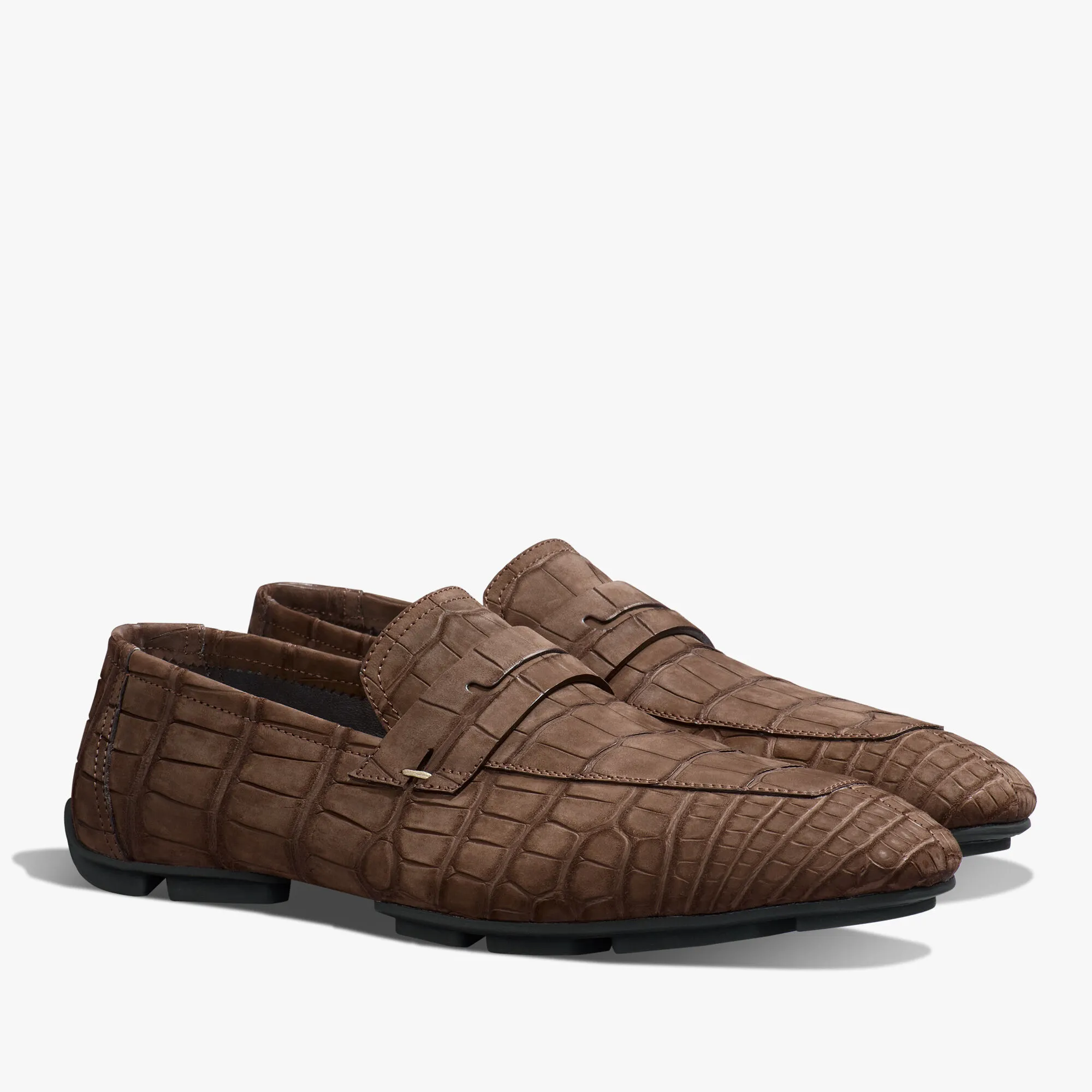 Lorenzo Drive Nubuck Alligator Leather Loafer