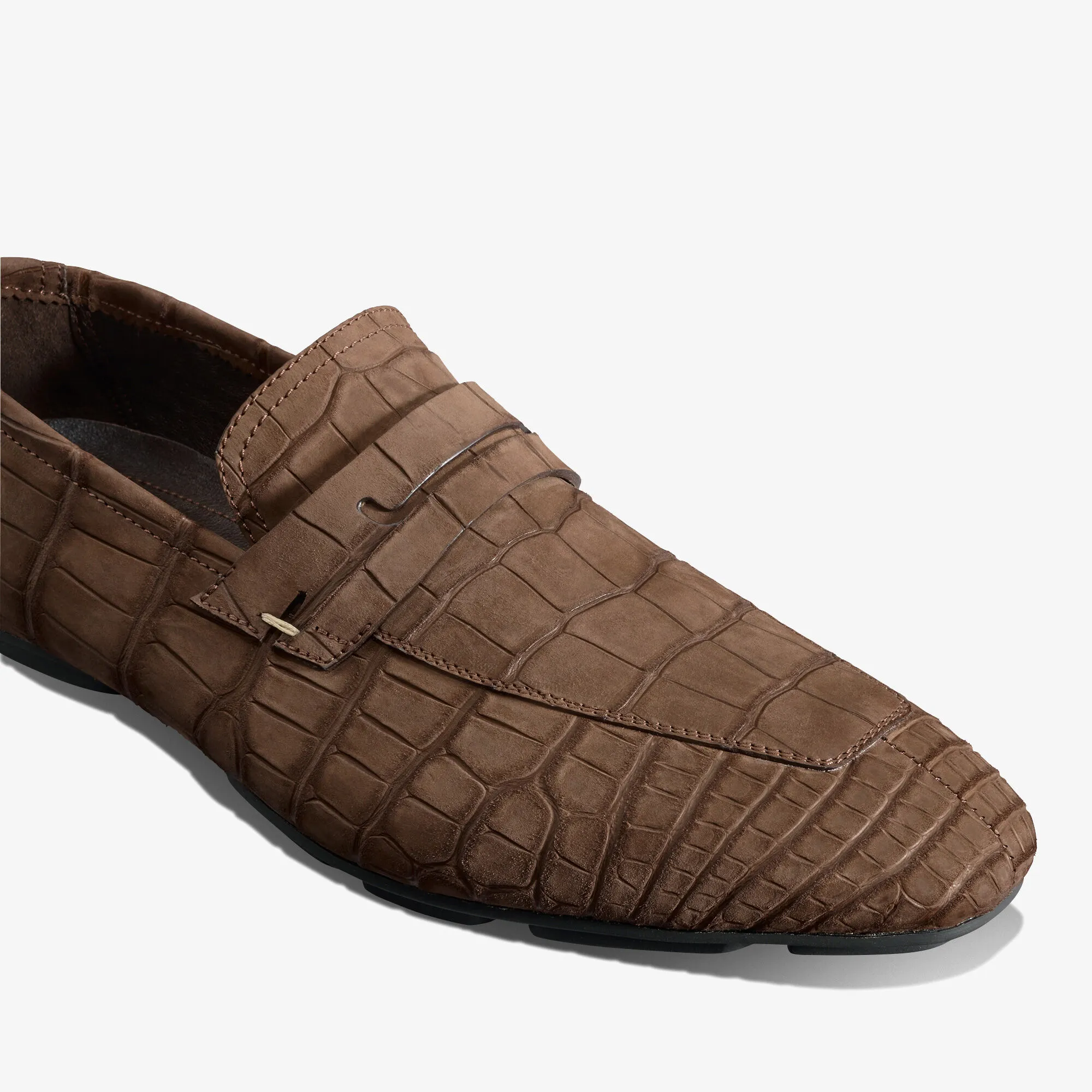 Lorenzo Drive Nubuck Alligator Leather Loafer