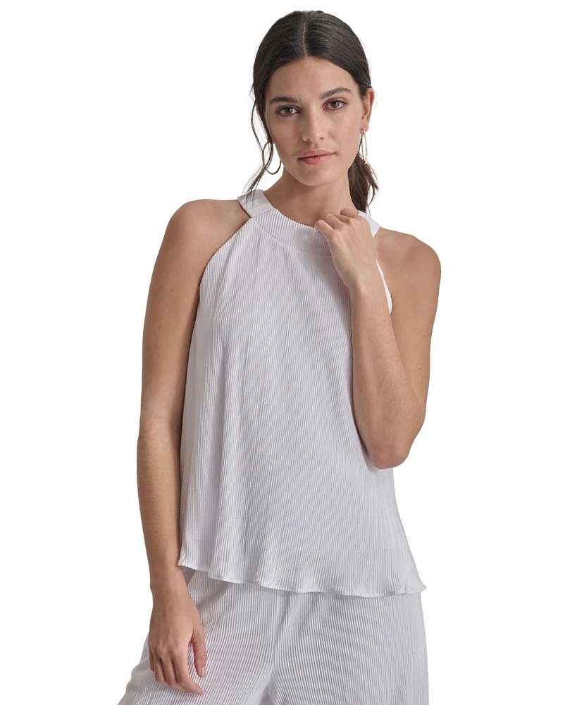 Macy's Dkny Women's High-Neck Sleeveless Plisse Top