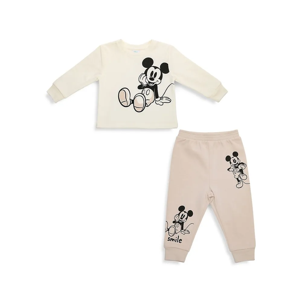 Mad Engine Baby's 2-Piece Smiley Mickey Long-Sleeve T-Shirt & Joggers Set