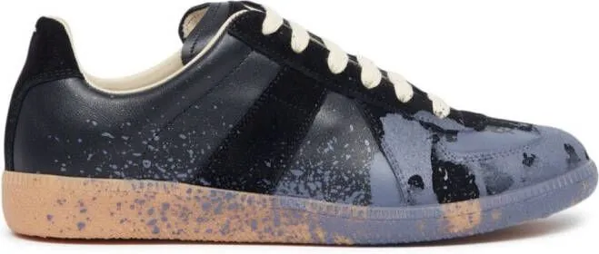 Maison Margiela Replica Paint leather sneakers Black