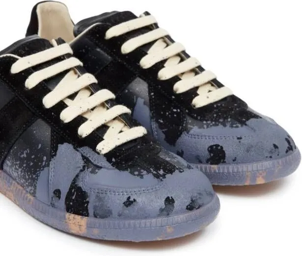 Maison Margiela Replica Paint leather sneakers Black