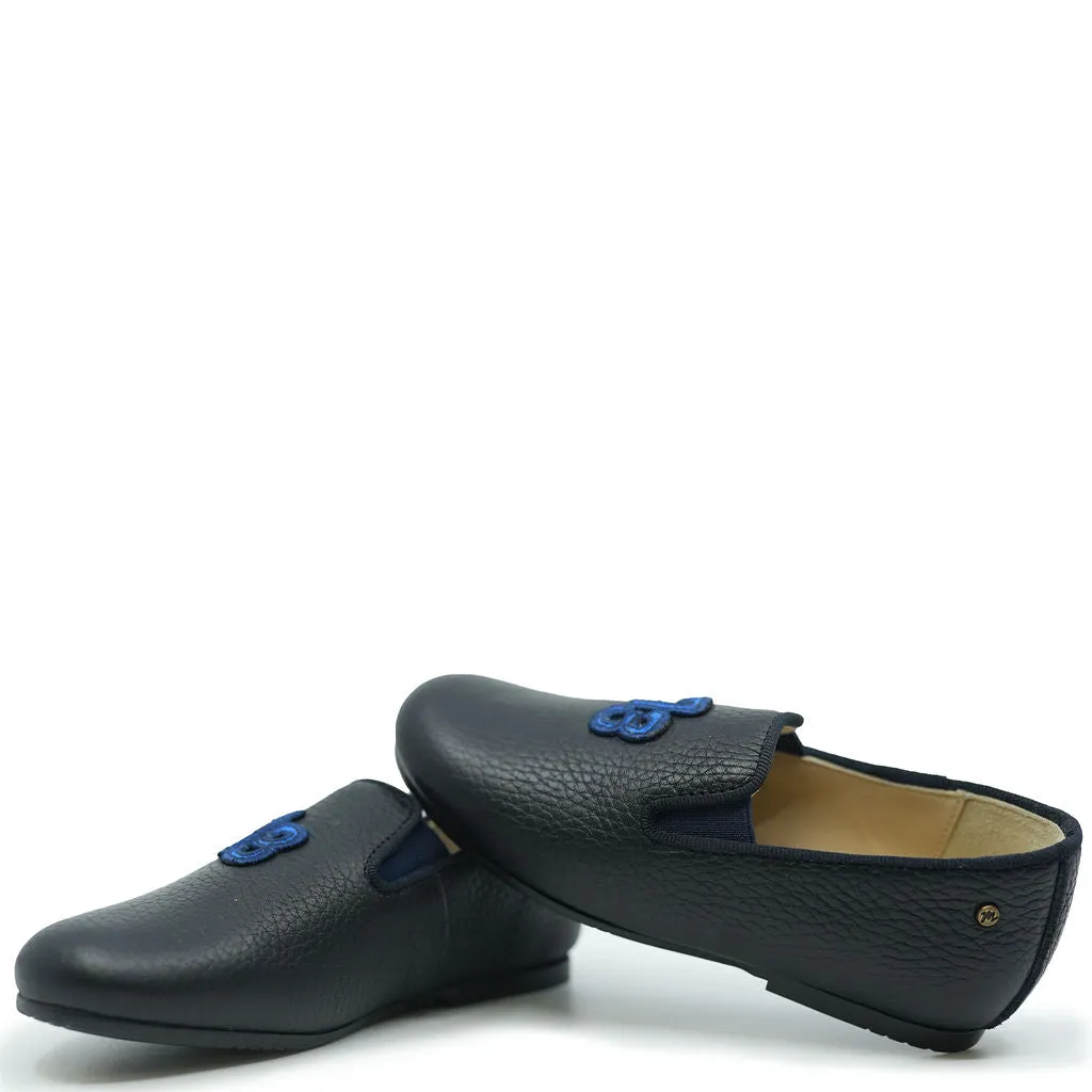 Manuela Navy 73 Embroidered Smoking Loafer