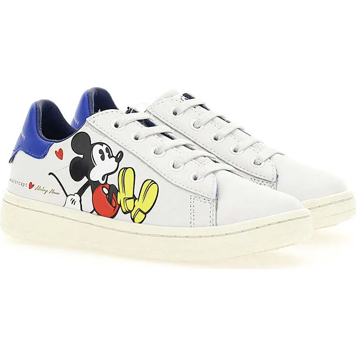 Master of Arts Mickey Blue Tab Sneakers, White