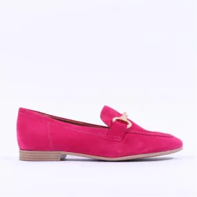 Maybritt Slip On Buckle Loafer - Fuchsia Suede