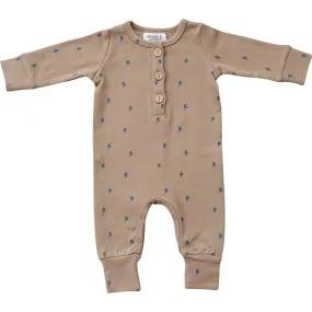 Mebie Baby Lightening Bolt Long Sleeve Button Romper