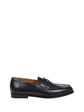 MEN DOUCAL'S BLACK CALF LEATHER PENNY LOAFER