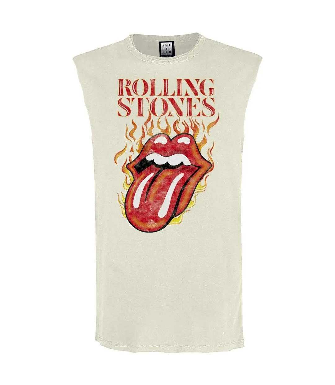 Mens hot tongue the rolling stones sleeveless tank top vintage white Amplified