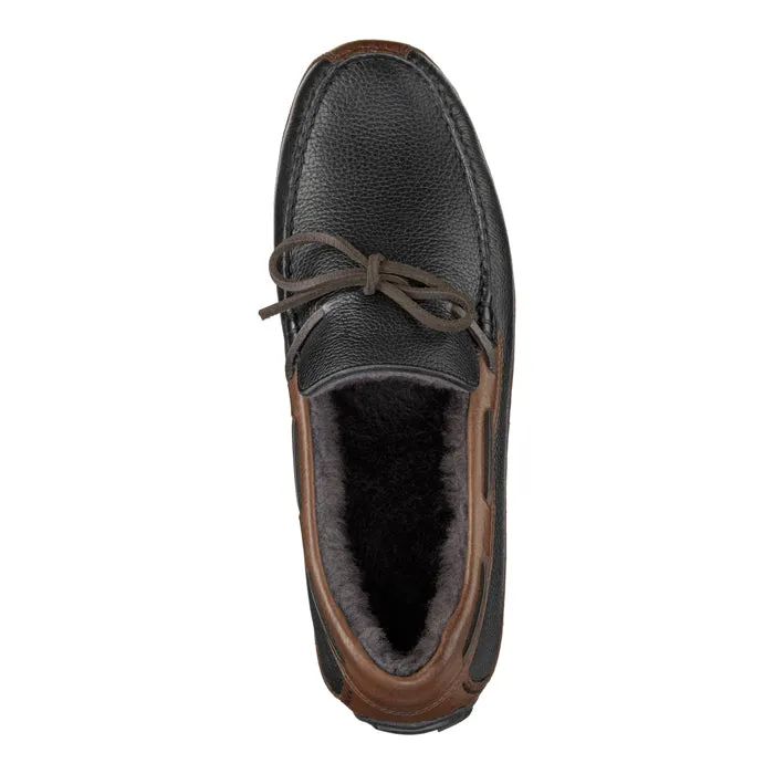 Mens Johnston & Murphy Cort Shearling Slipper Black/Brown