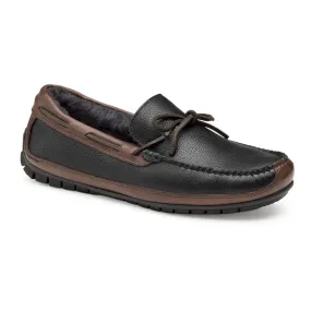 Mens Johnston & Murphy Cort Shearling Slipper Black/Brown