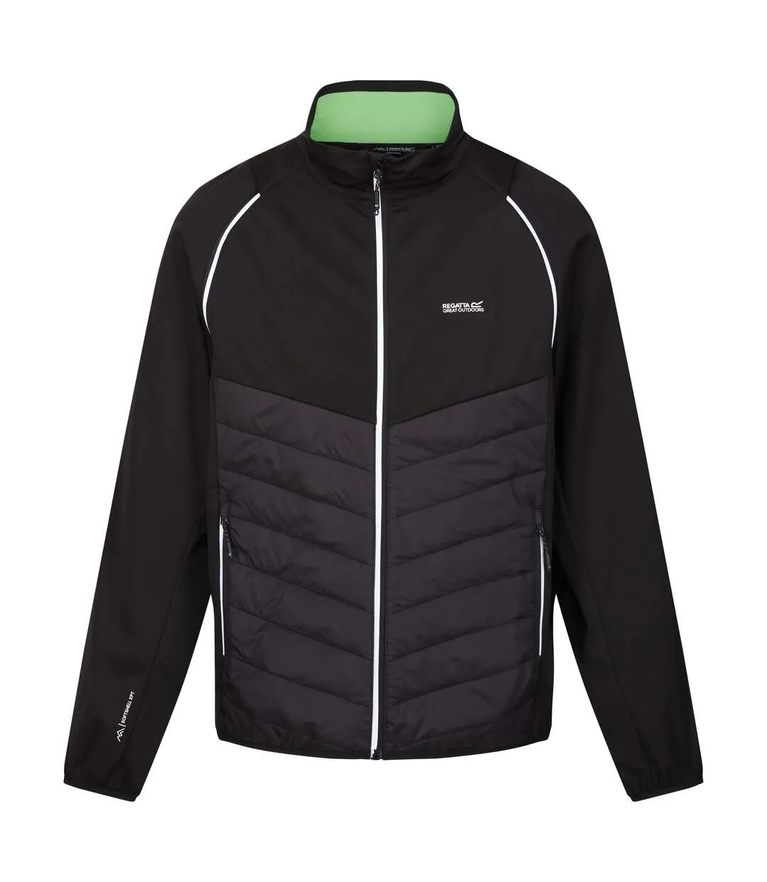 Mens steren hybrid soft shell jacket black/jasmine green Regatta