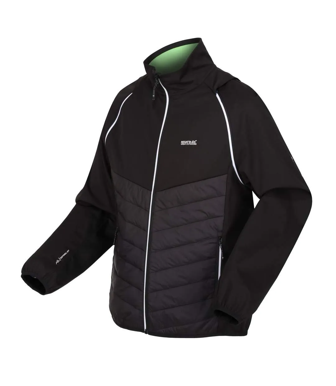 Mens steren hybrid soft shell jacket black/jasmine green Regatta