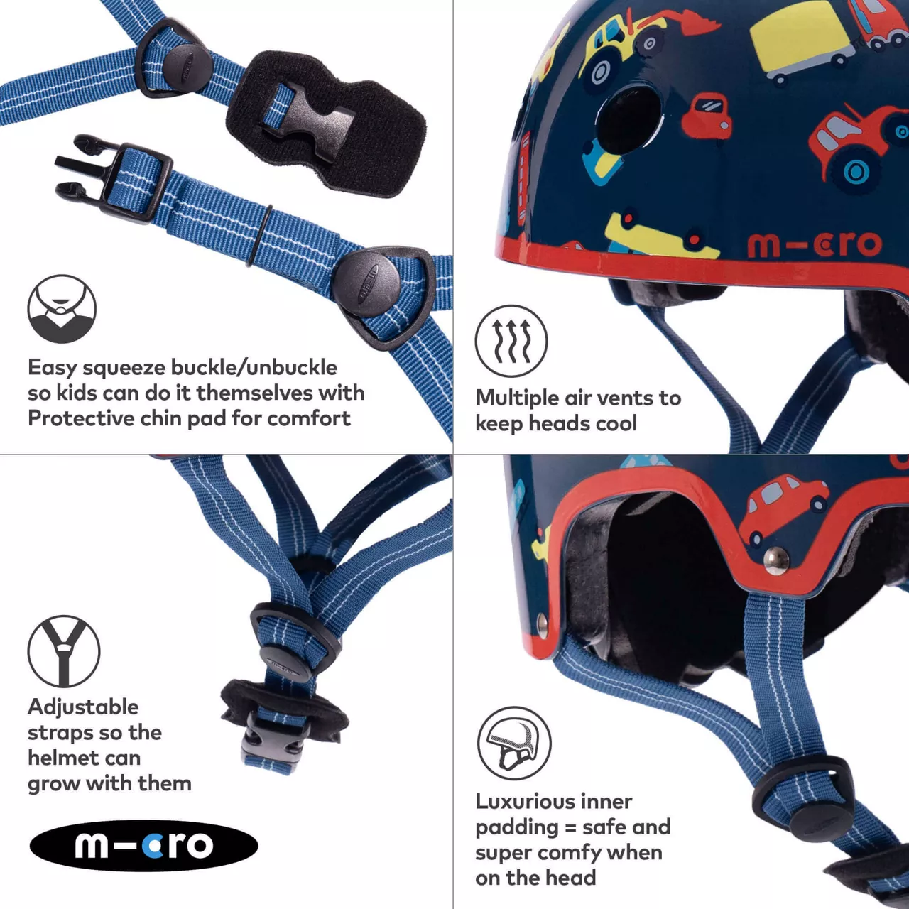 MICRO SCOOTERS Deluxe Premium Vehicle Helmet Medium - Multi