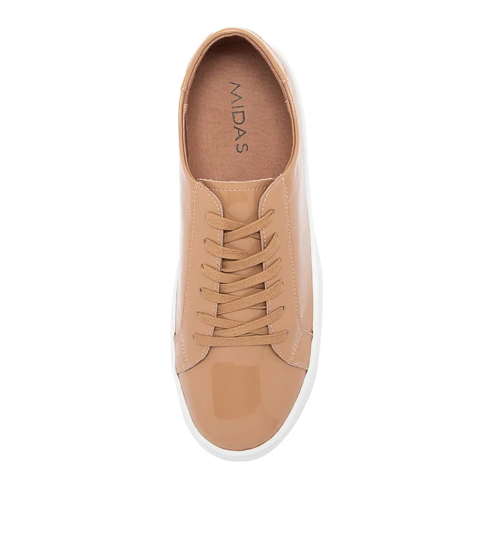 MIDAS Shelby Camel Patent Leather Sneakers Wt Sole