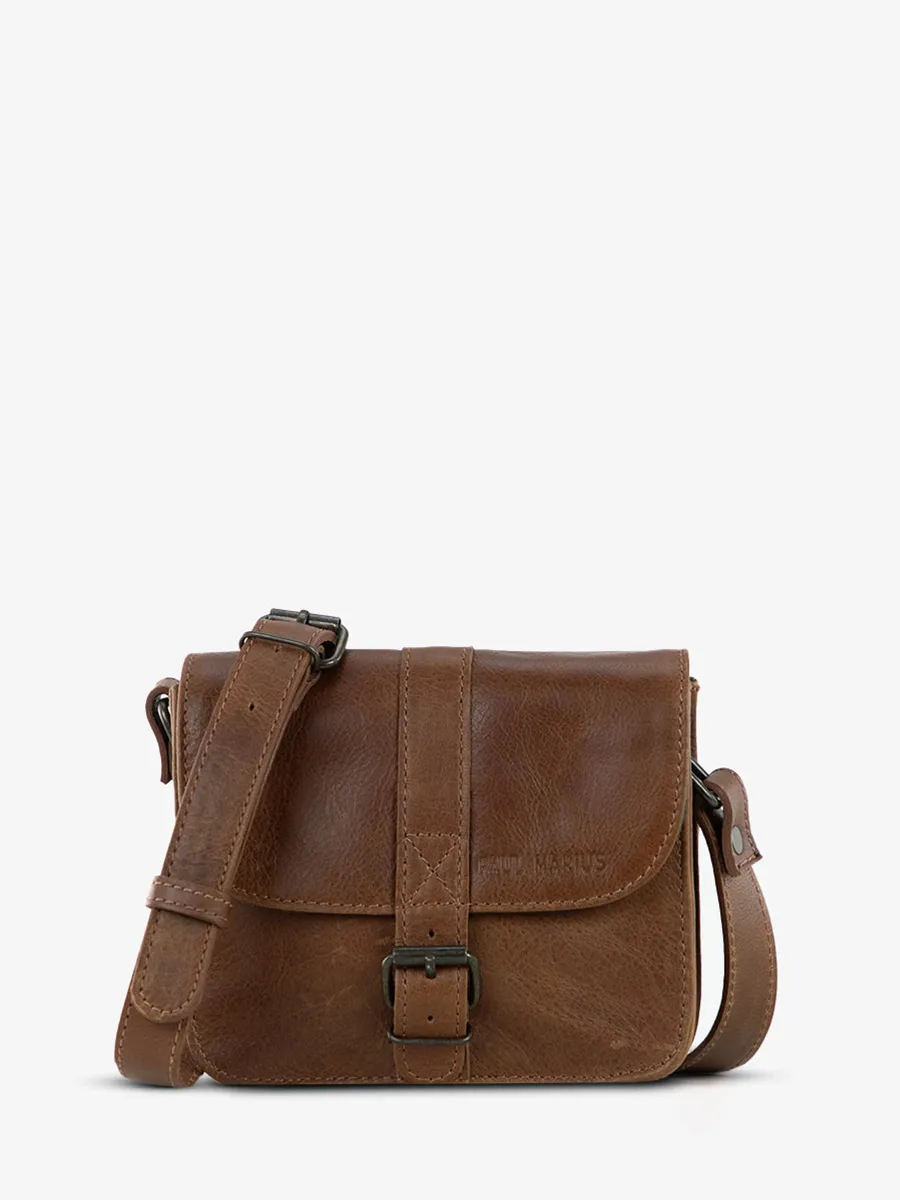 Mini Brown Leather Shoulder bag - L'Essentiel Tobacco Brown | PAUL MARIUS