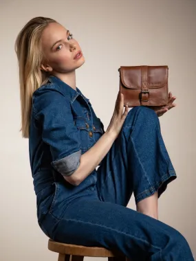 Mini Brown Leather Shoulder bag - L'Essentiel Tobacco Brown | PAUL MARIUS