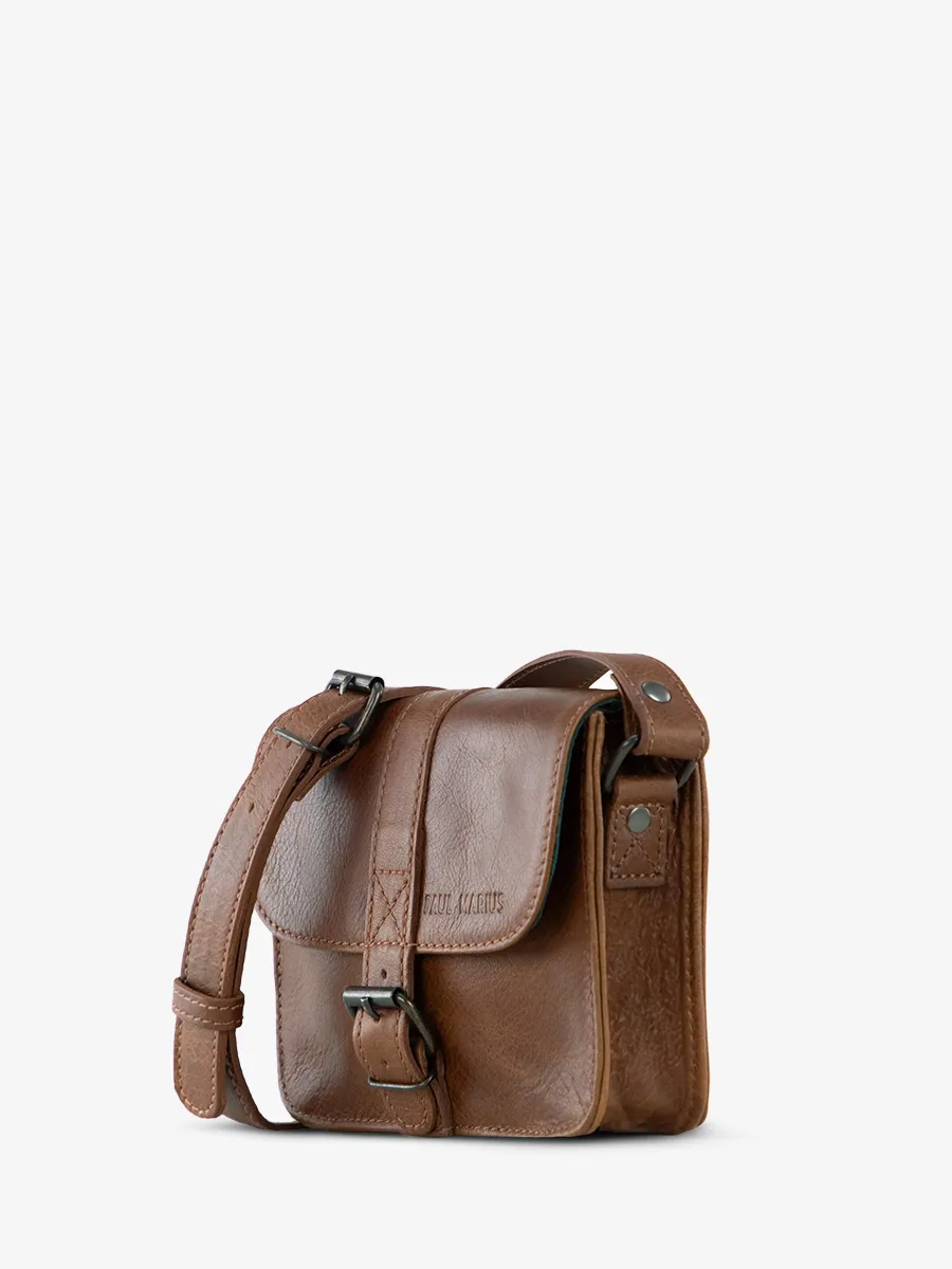 Mini Brown Leather Shoulder bag - L'Essentiel Tobacco Brown | PAUL MARIUS