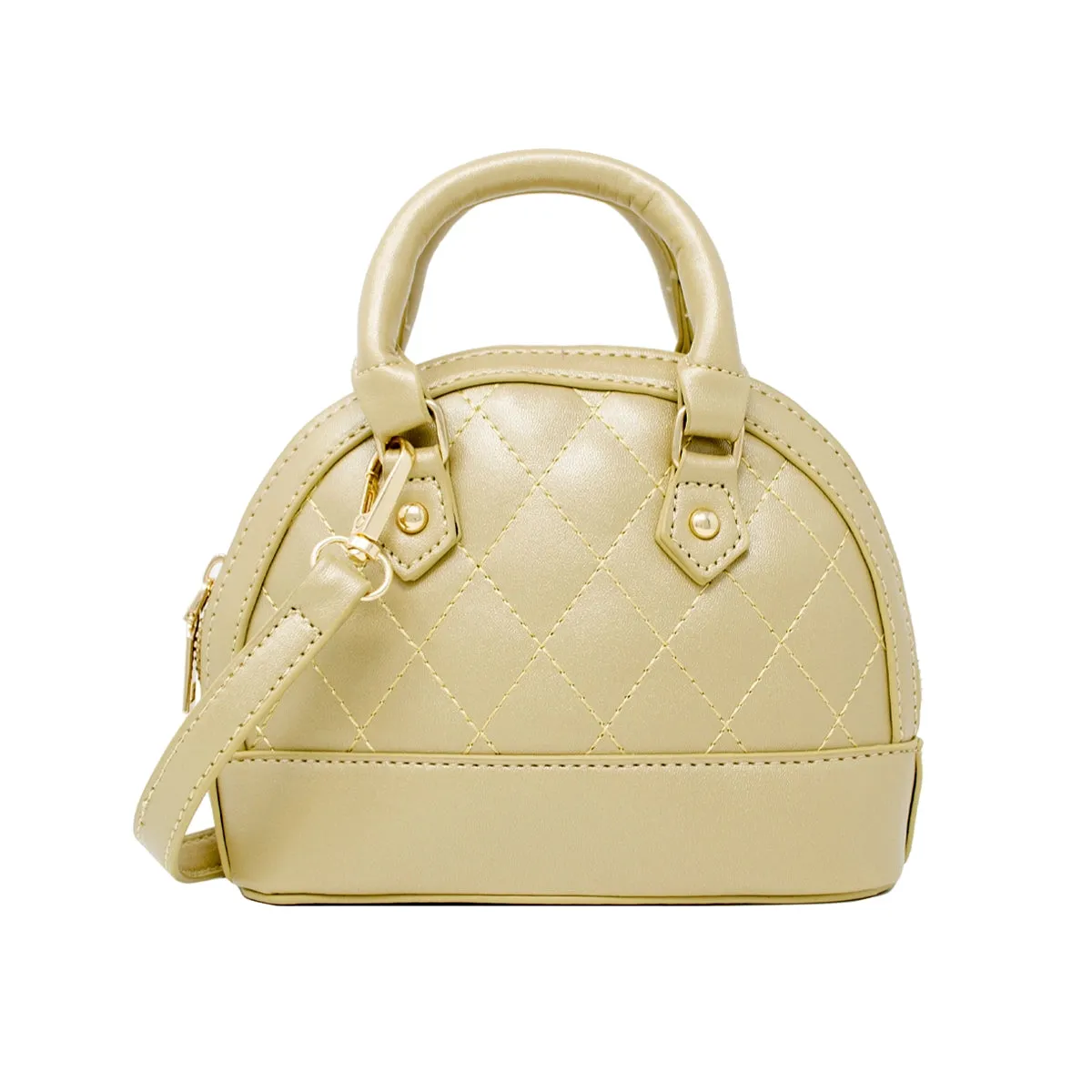 Mini Quilted Moon Handbag / Gold