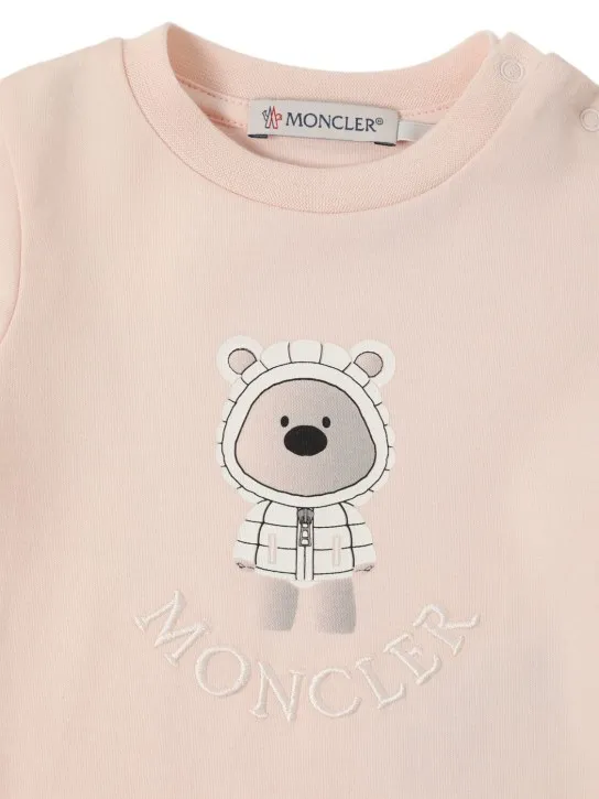 Moncler   Teddy bear cotton romper, hat & bib 