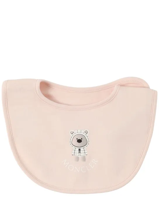 Moncler   Teddy bear cotton romper, hat & bib 