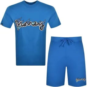 Money Flame Signature Shorts Tracksuit Blue