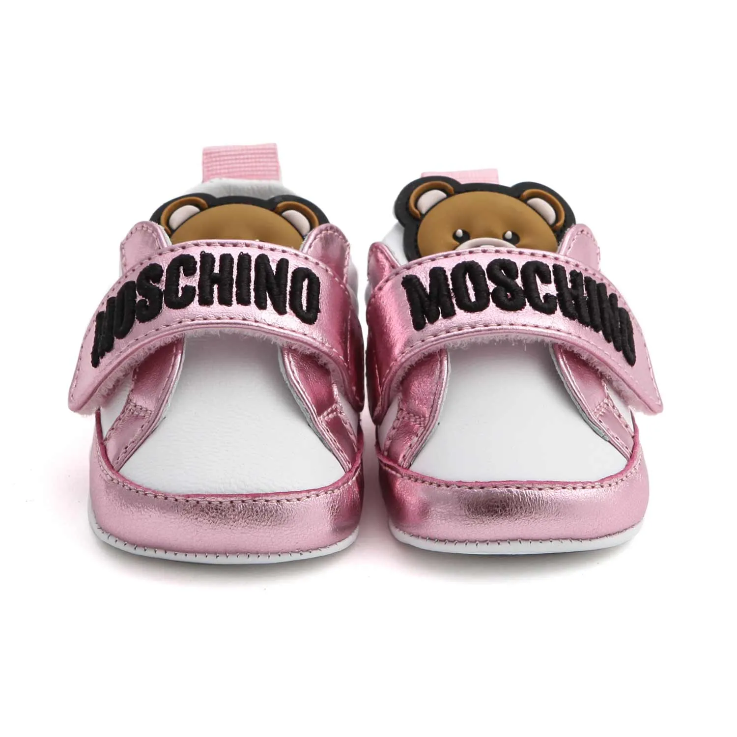 Moschino Baby Girl White And Pink Sneakers