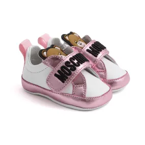 Moschino Baby Girl White And Pink Sneakers