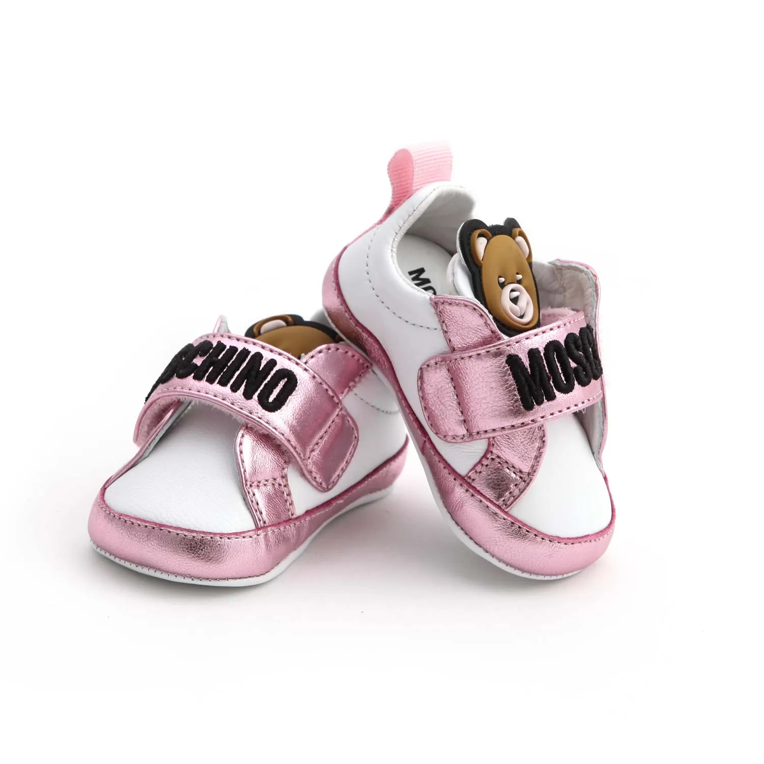 Moschino Baby Girl White And Pink Sneakers