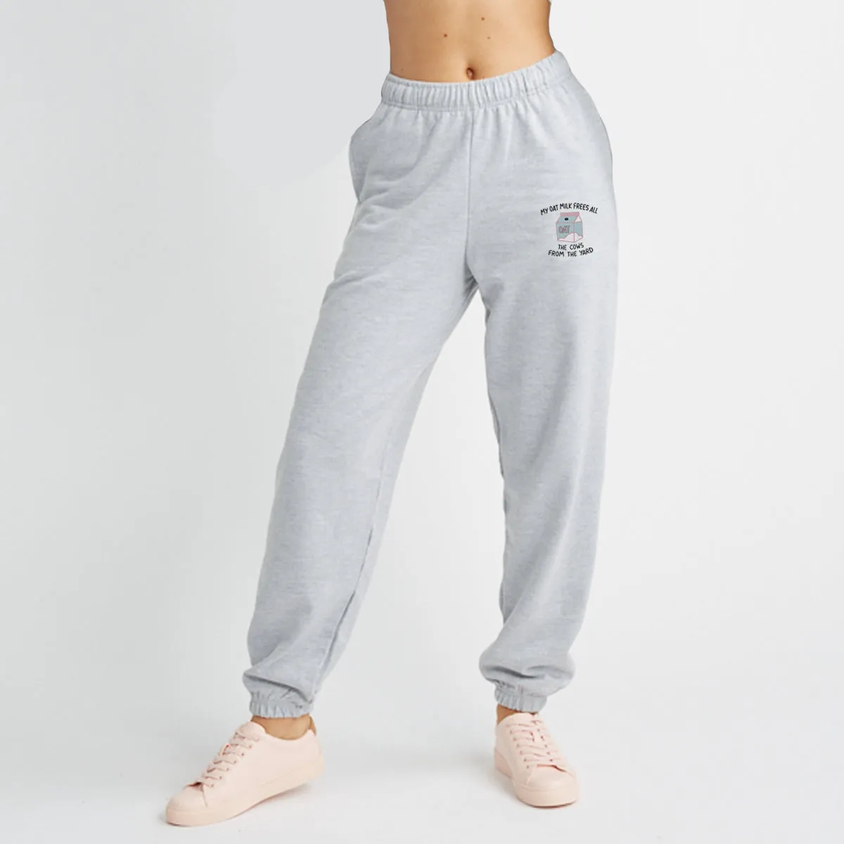 My Oat Milk Frees All The Cows From The Yard Embroidered Joggers (Unisex)