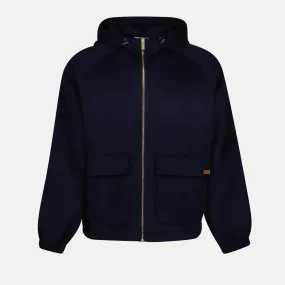 Navy Wool Hooded Jacket