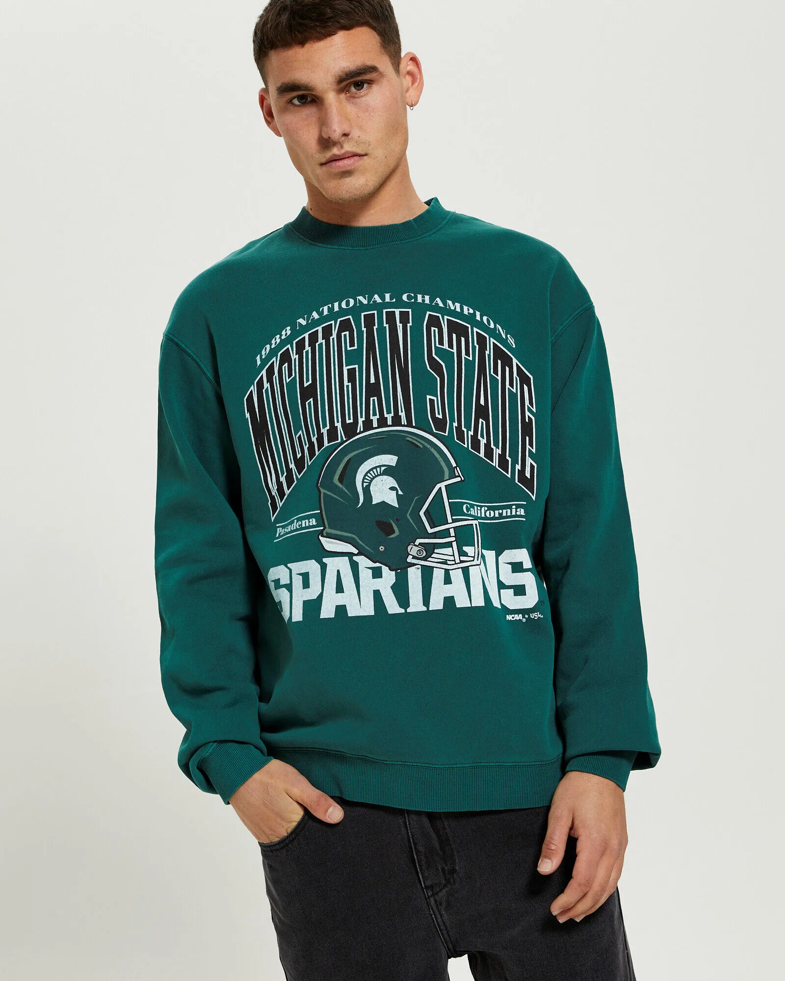 NCAA College Football Michigan Crew Jumper Vintage Green