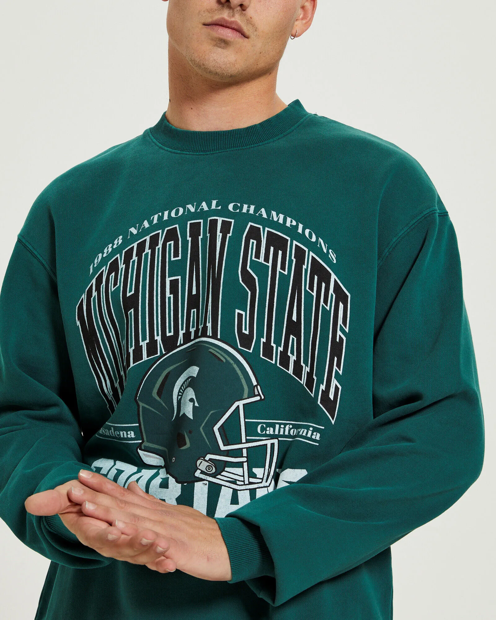 NCAA College Football Michigan Crew Jumper Vintage Green