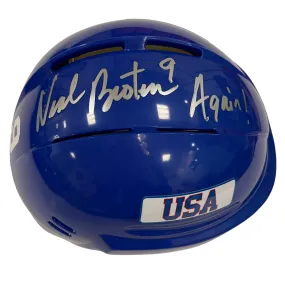 Neal Broten Autographed Royal Blue Mini Helmet Again! (#7/9)