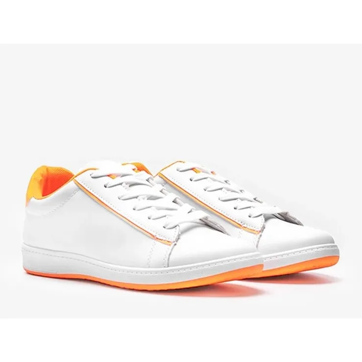 Neon Orange Carol women's white sneakers