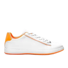 Neon Orange Carol women's white sneakers