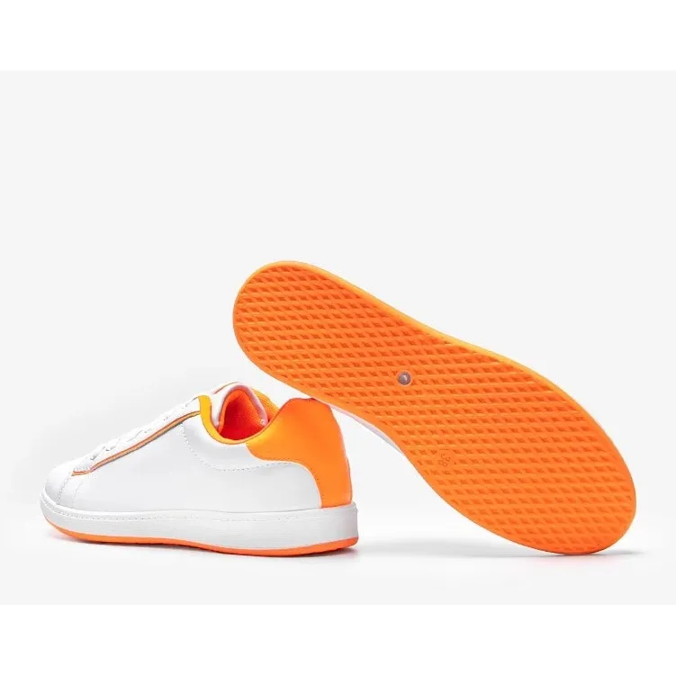 Neon Orange Carol women's white sneakers