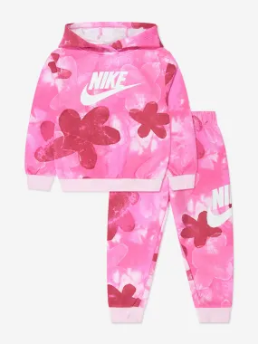 Nike Girls Sci-Dye Club Fleece Tracksuit in Pink