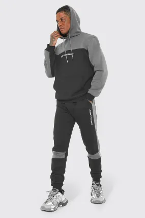 Official Man Hooded Colour Block Tracksuit