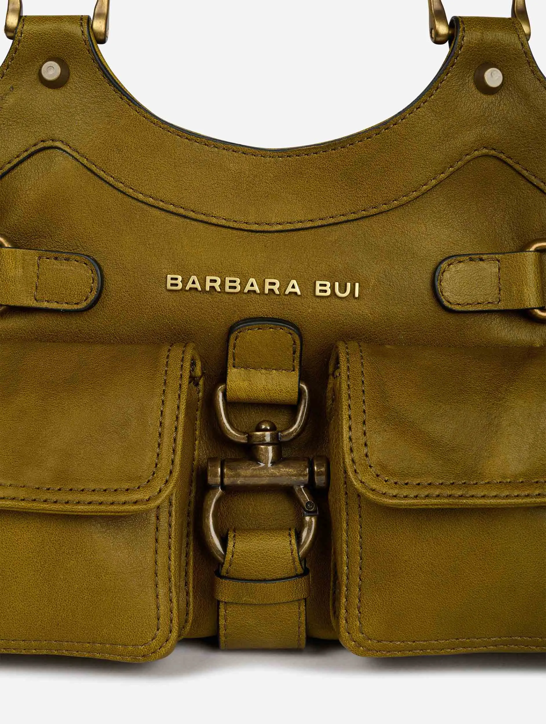 Olive green leather BB RE-EDITION bag