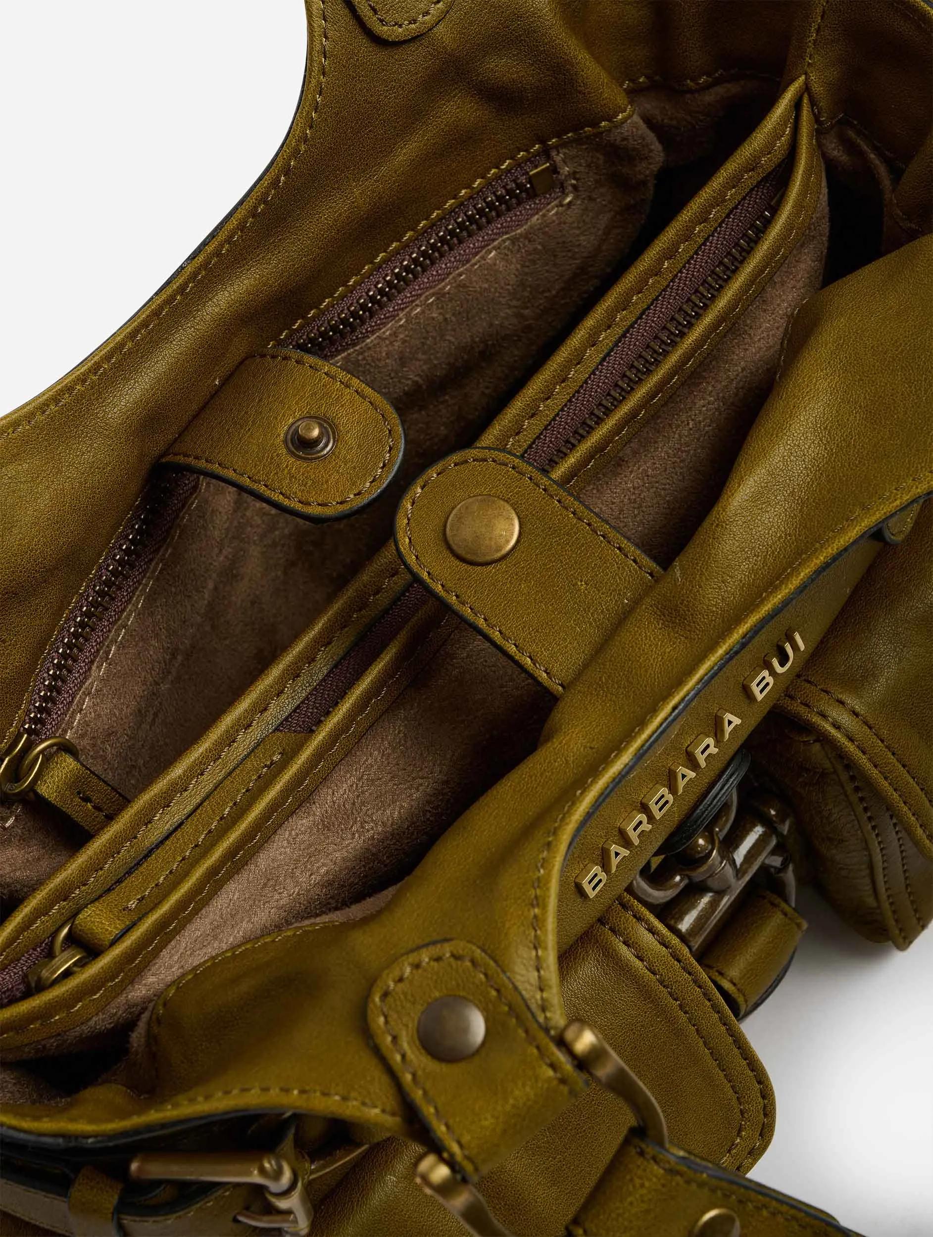 Olive green leather BB RE-EDITION bag