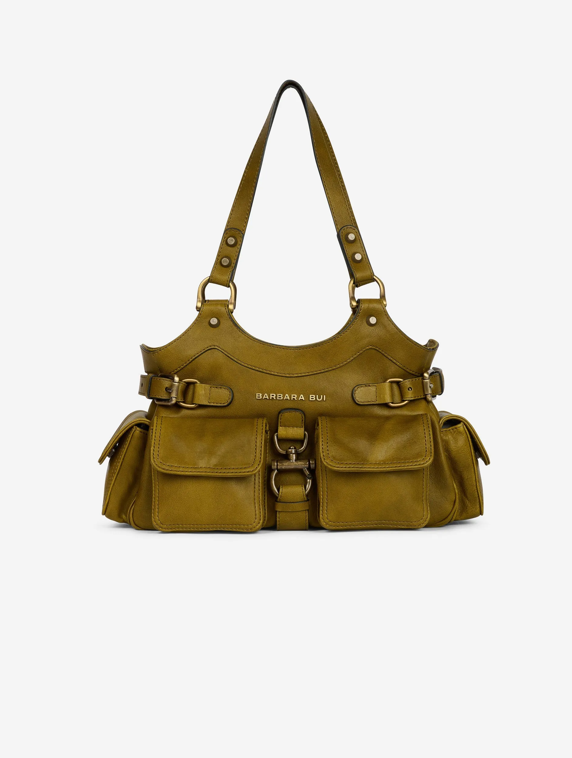 Olive green leather BB RE-EDITION bag