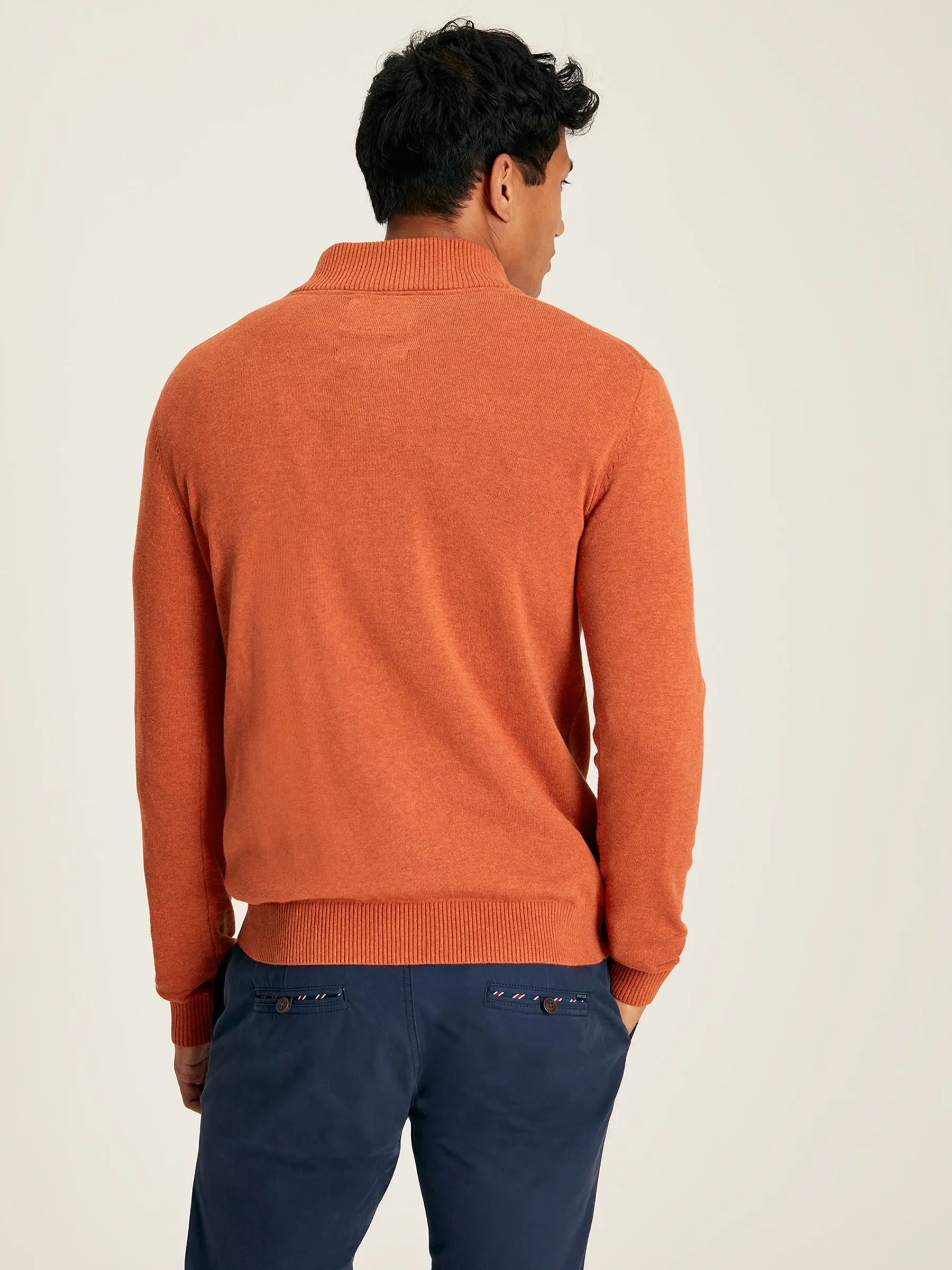 Orange Knitted Quarter Zip Jumper