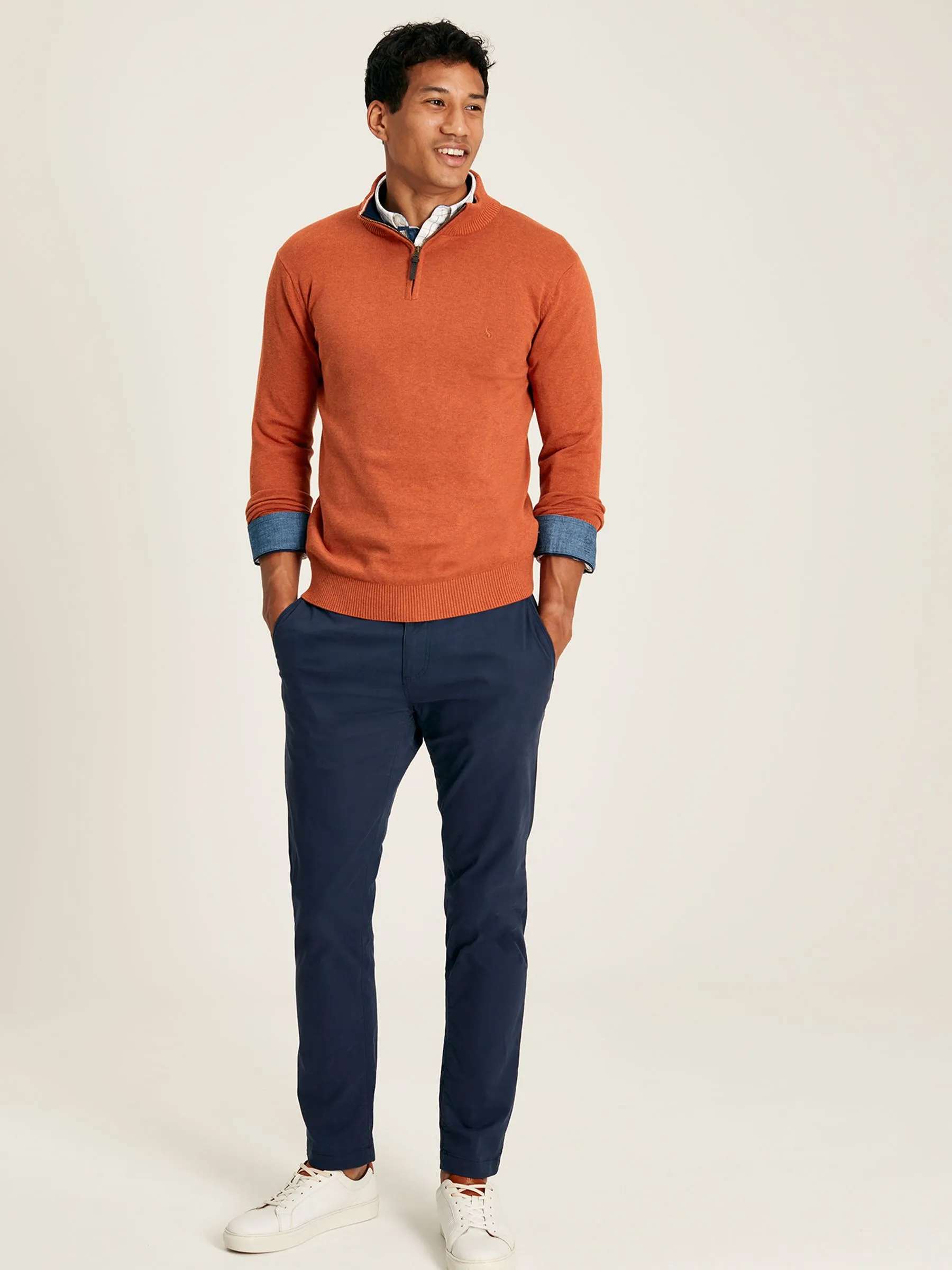 Orange Knitted Quarter Zip Jumper