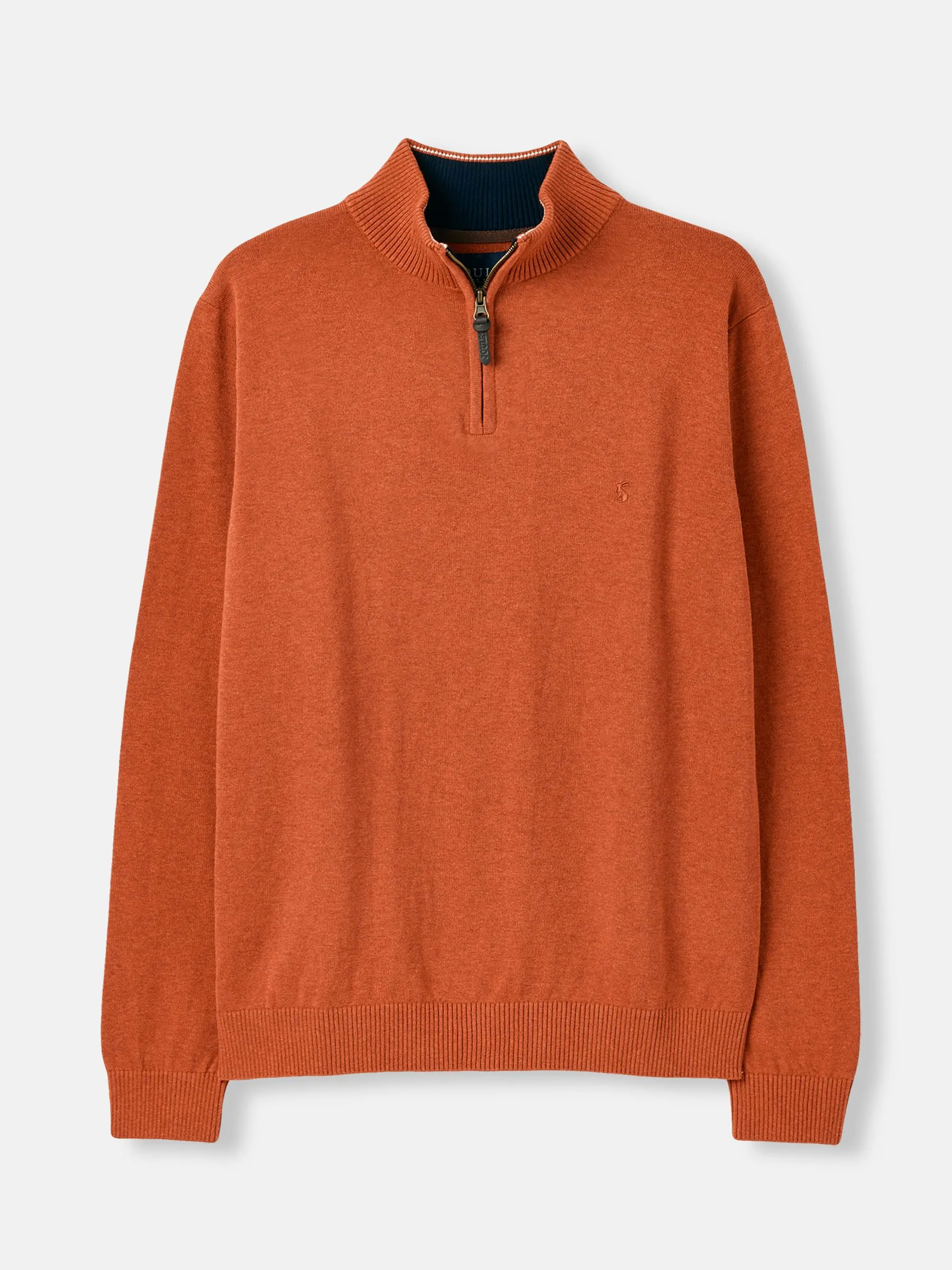 Orange Knitted Quarter Zip Jumper