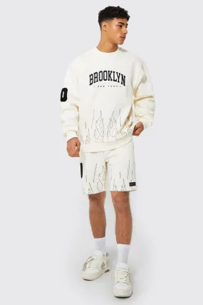 Oversized Brooklyn Print Short Tracksuit