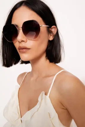 Oversized Circle Lens Aviator Sunglasses