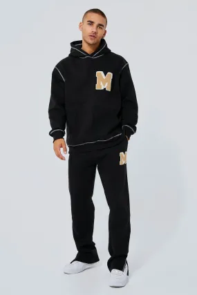 Oversized Contrast Stitch Varsity Tracksuit