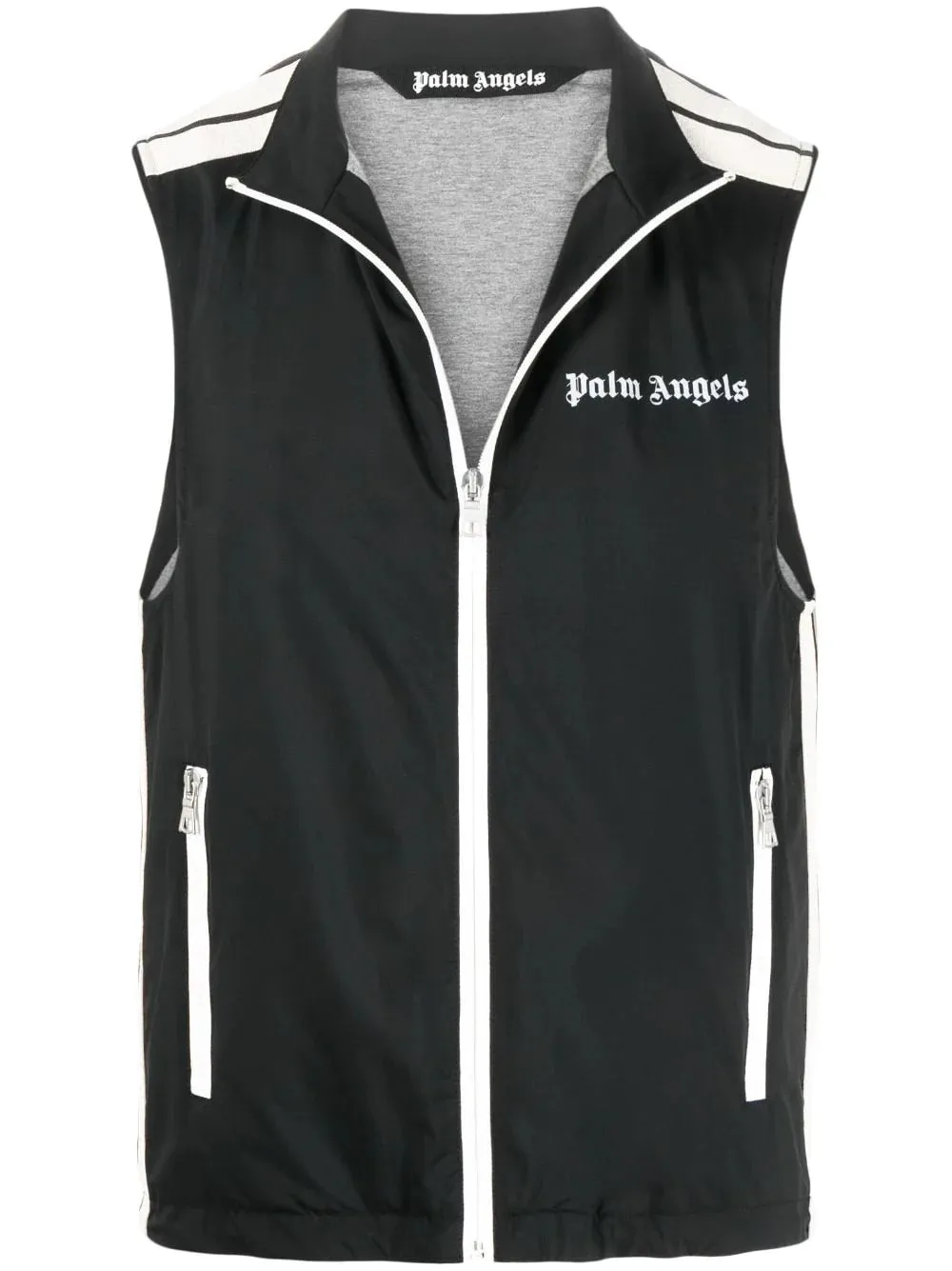 PALM ANGELS LOGO GILET BODYWARMER VEST - BLACK