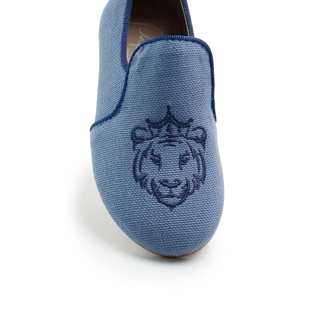 Papanatas Indigo Linen Lion Smoking Loafer